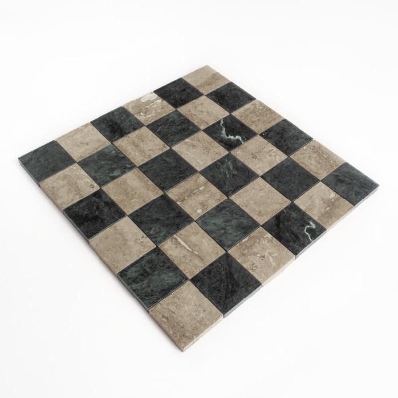 Roman Travertine, Verde Lucia Honed Petite Chester Marble Mosaics 12×12