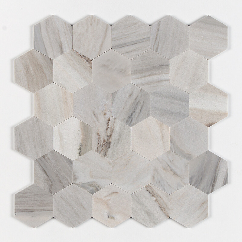 Skyline Honed Hexagon Waterjet Marble Tiles 5 25/32×5