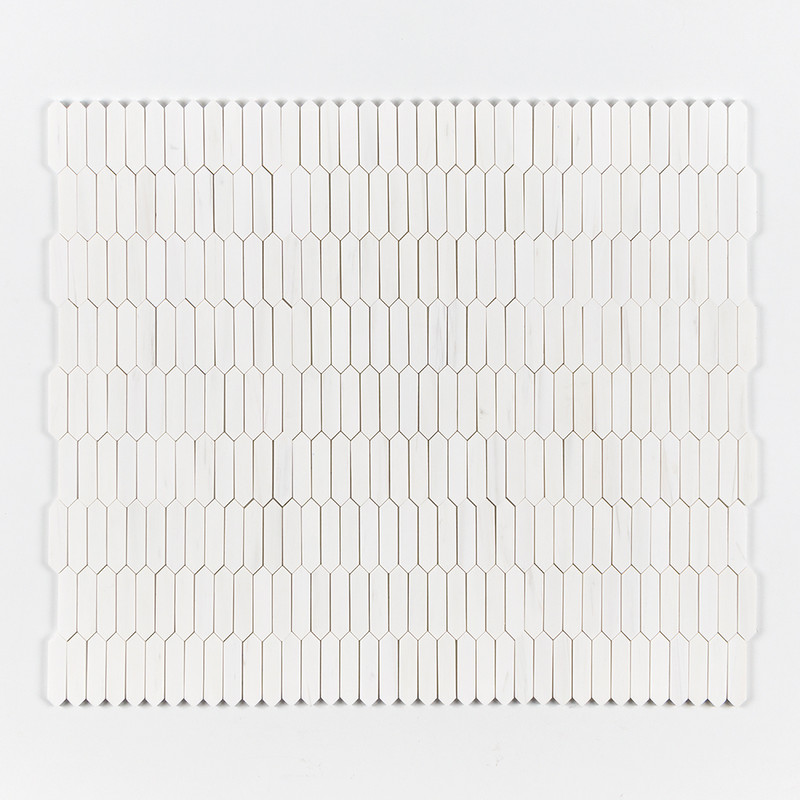 Snow White Polished Baby Picket Waterjet Marble Mosaics 13 3/16×11