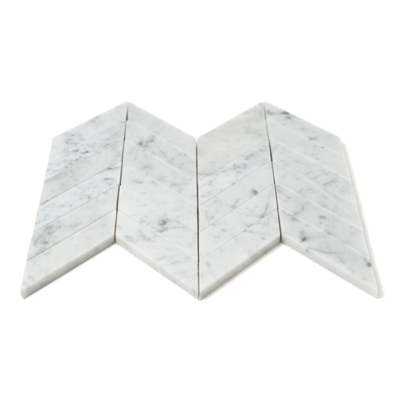 Chevron White Carrara Honed Marble Waterjet Decos 10×13