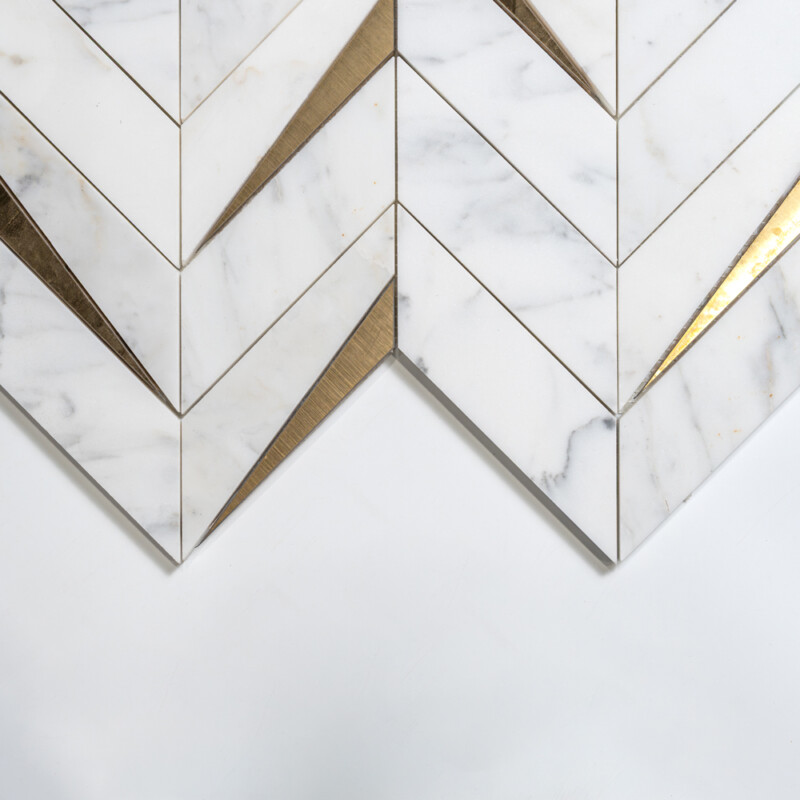 Calacatta Gold Honed Cheval Marble Mosaics 16 5/16×16 9/16