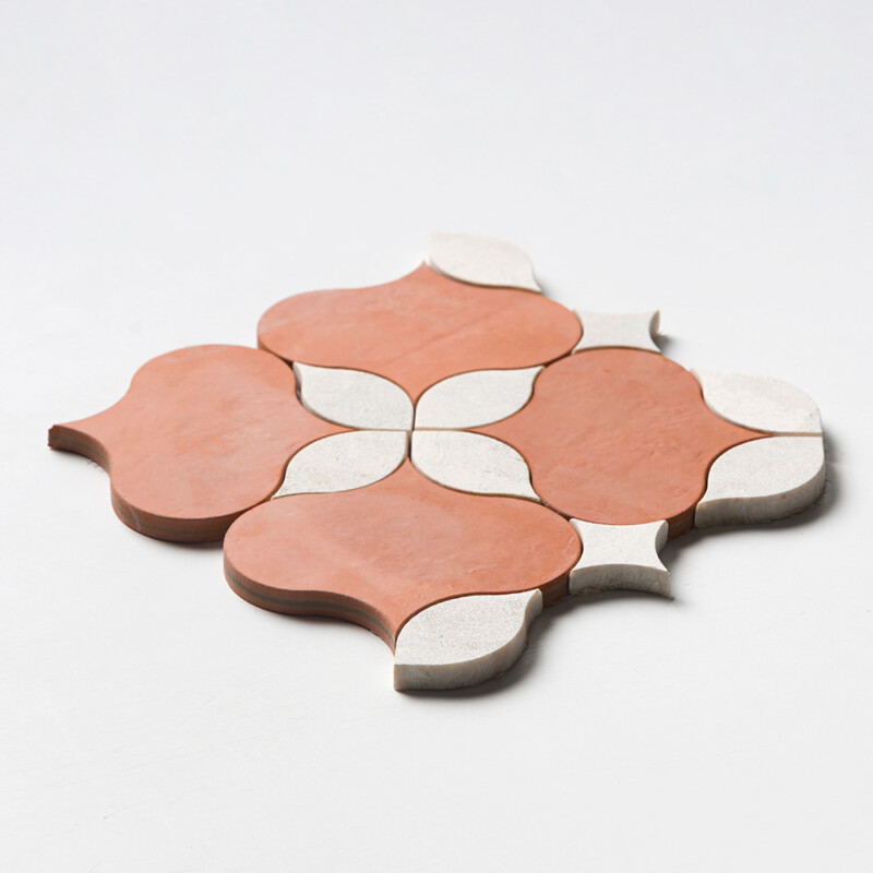 Diana Royal Leather Lily Marble Mosaics 9 7/16×9 7/16