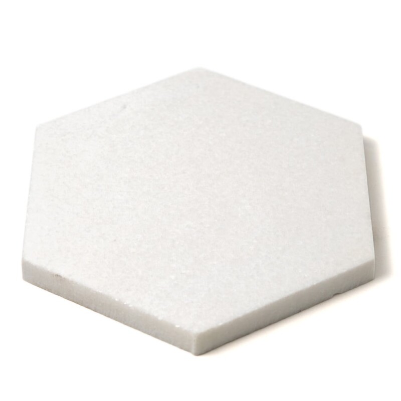Hexagon Thassos White Polished Marble Waterjet Decos 5 25/32×5