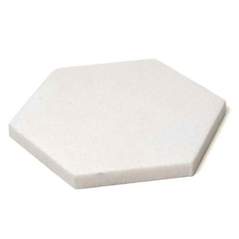 Hexagon Thassos White Polished Marble Waterjet Decos 5 25/32×5