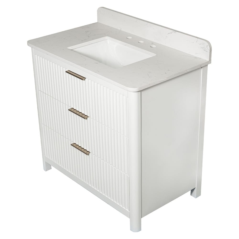Carrara Gunningham White Bathroom Vanities 37×22 (PS73002)