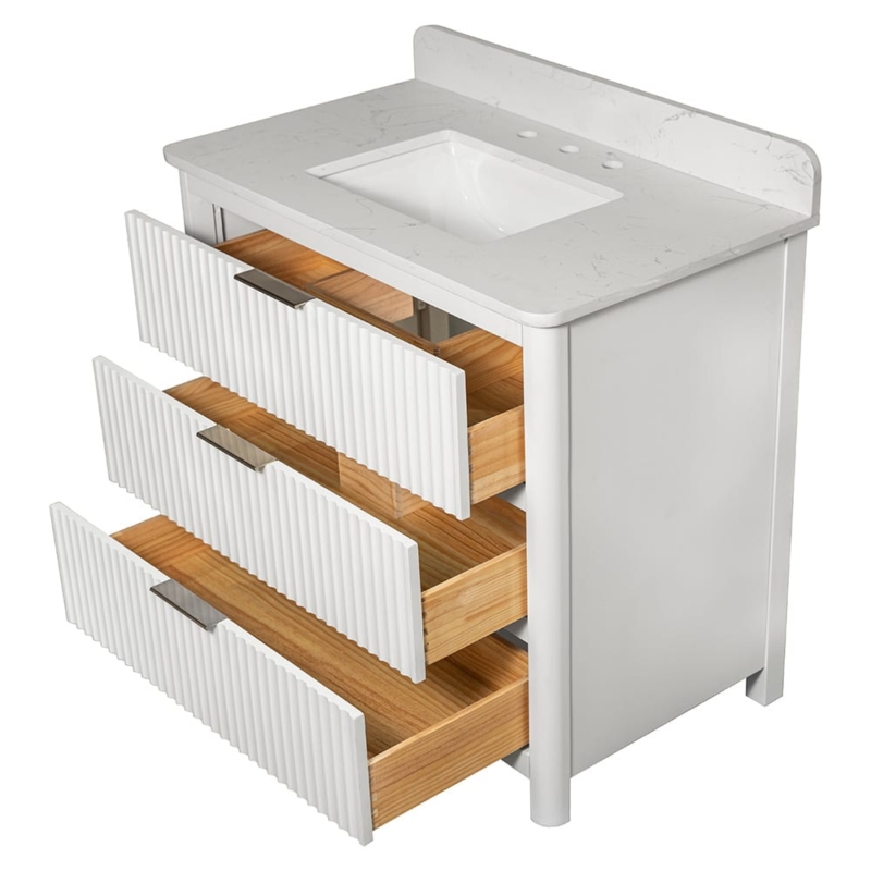 Carrara Gunningham White Bathroom Vanities 37×22 (PS73002)