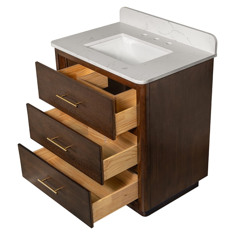 Carrara Contour Warm Walnut Bathroom Vanities 31×22 (PS73003)
