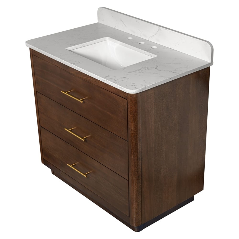 Carrara Contour Warm Walnut Bathroom Vanities 37×22 (PS73004)