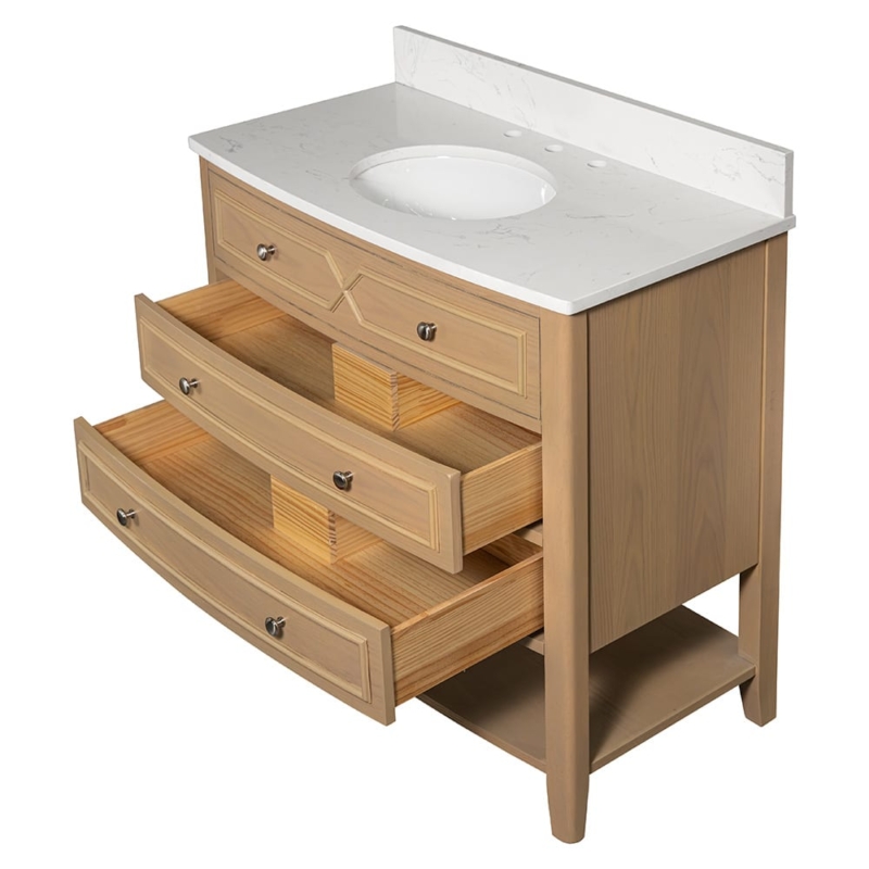 Carrara Halcyon Light Oak Bathroom Vanities 37×19 (PS73006)