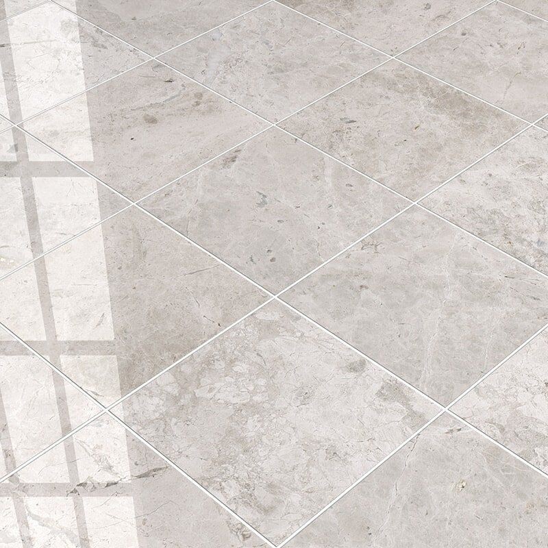 Silver Clouds Polished Marble Tiles 12×12