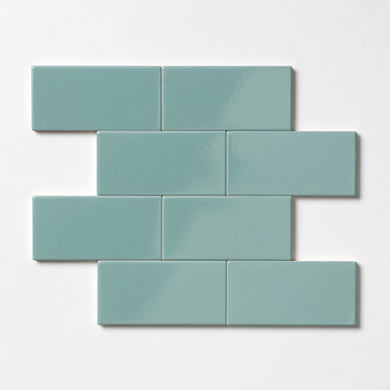Witty Green Glossy Subway Ceramic Tiles 3×6