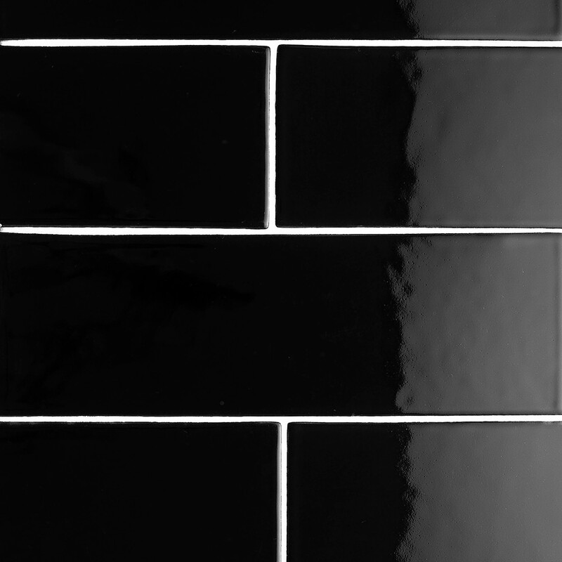 Black Glossy Subway Ceramic Tiles 4×12