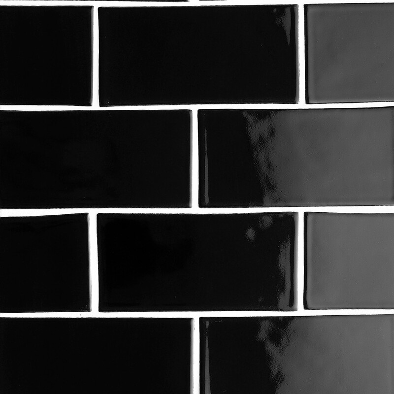 Black Glossy Subway Ceramic Tiles 3×6