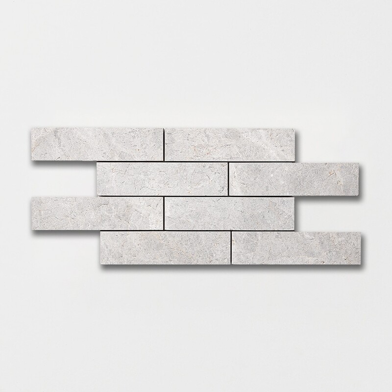 Silver Shadow Textured Subway Marble Tiles 2×8