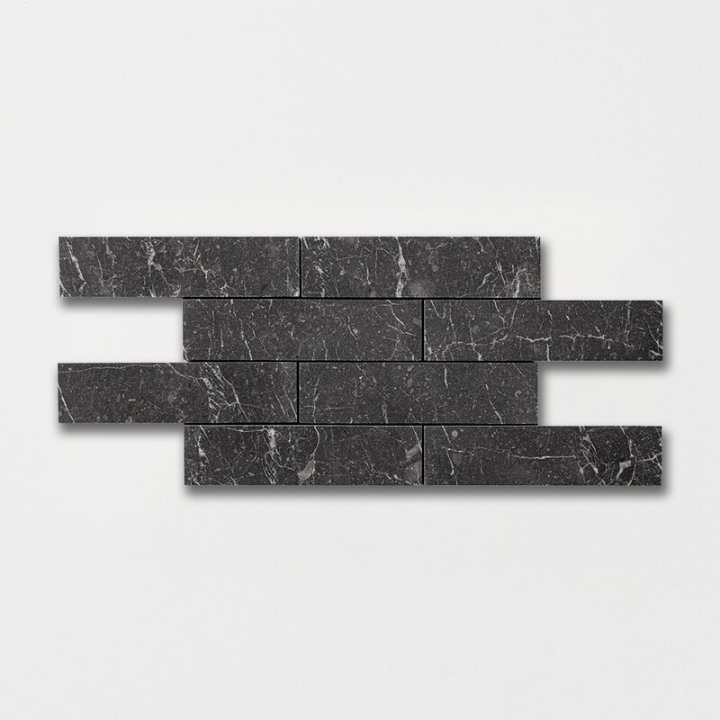 Iris Black Polished Subway Marble Tiles 2×8