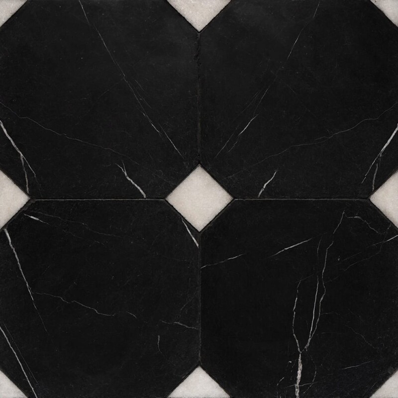 Black, Glacier Tumbled Marble Tiles 16×16