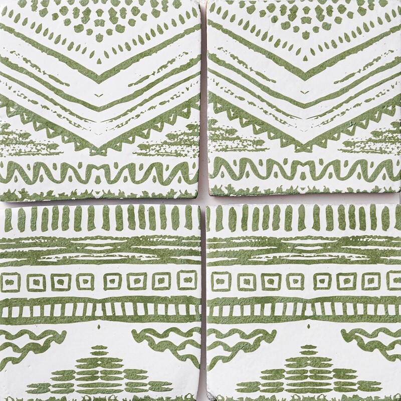 Batik 1 Square 1/2 Glazed Terracotta Tiles 6×6