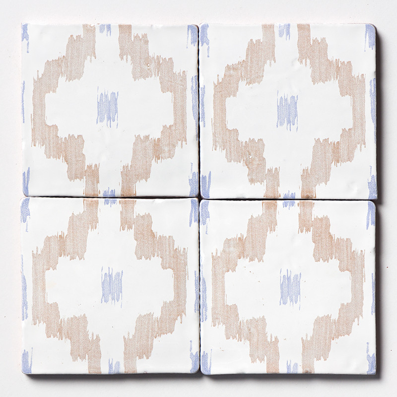 Vintage Linen Ikat Glossy Glazed Terracotta Tiles 6×6
