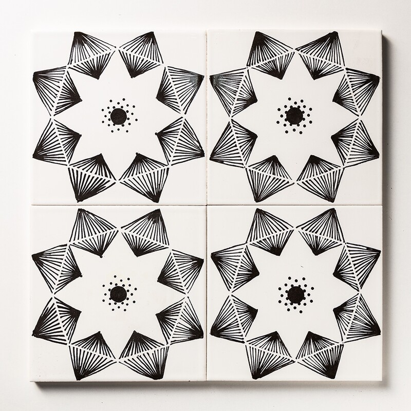 Black Diamonds Glossy Ceramic Tiles 6×6