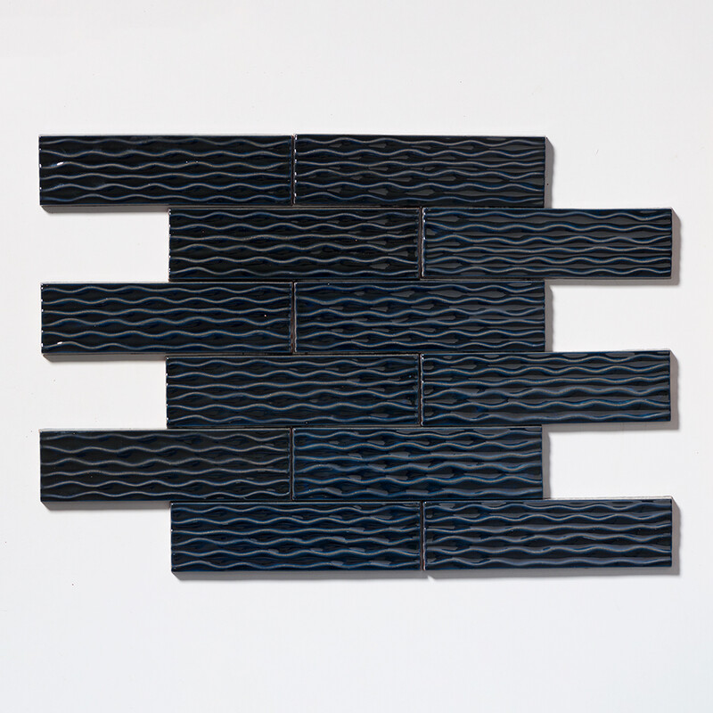 Atlantic Glossy Rivulet Thin Brick Accent Tiles 2 1/4×7 7/8