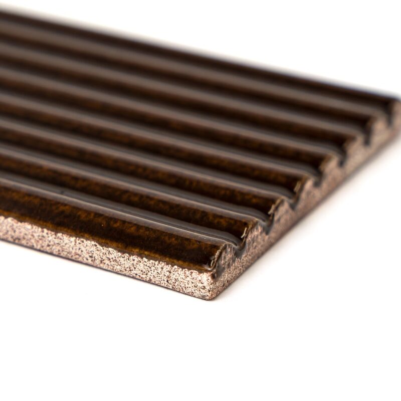 Hickory Glossy Fluted Ceramic Tiles 4×12 (TL80993)
