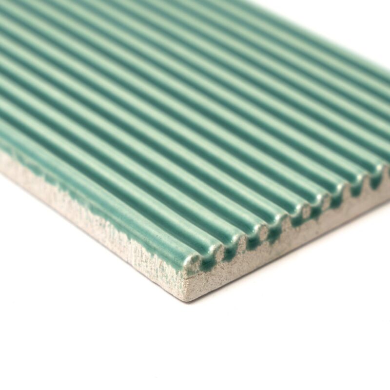 Sage Glossy Thin Fluted Ceramic Tiles 4×12 (TL80998)
