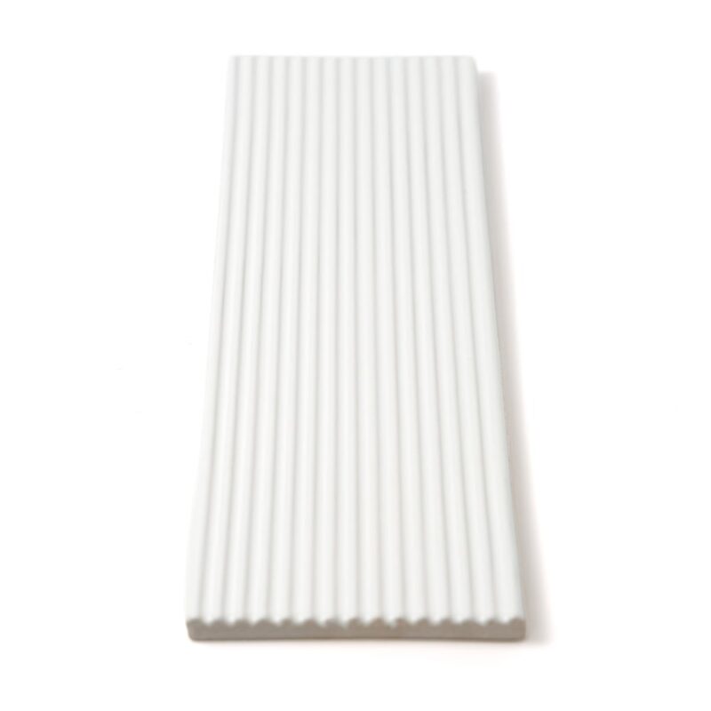 Royal White Glossy Thin Fluted Ceramic Tiles 4×12 (TL81002)