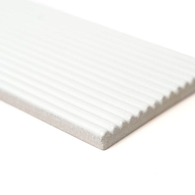 Royal White Glossy Thin Fluted Ceramic Tiles 4×12 (TL81002)