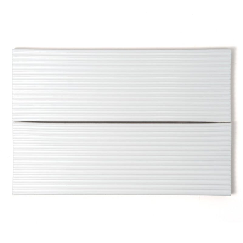Royal White Glossy Thin Fluted Ceramic Tiles 4×12 (TL81002)