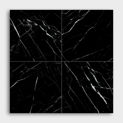 Черная полированная мраморная плитка 12×12