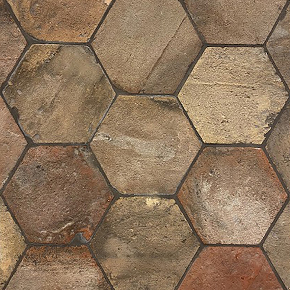 Reclaimed Natural Hexagon Terracotta Tiles | 6x6x3/4 | Terracotta