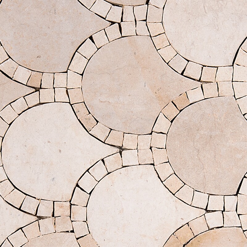 Melange Honed Scallop Limestone Mosaics 13 6/8×12