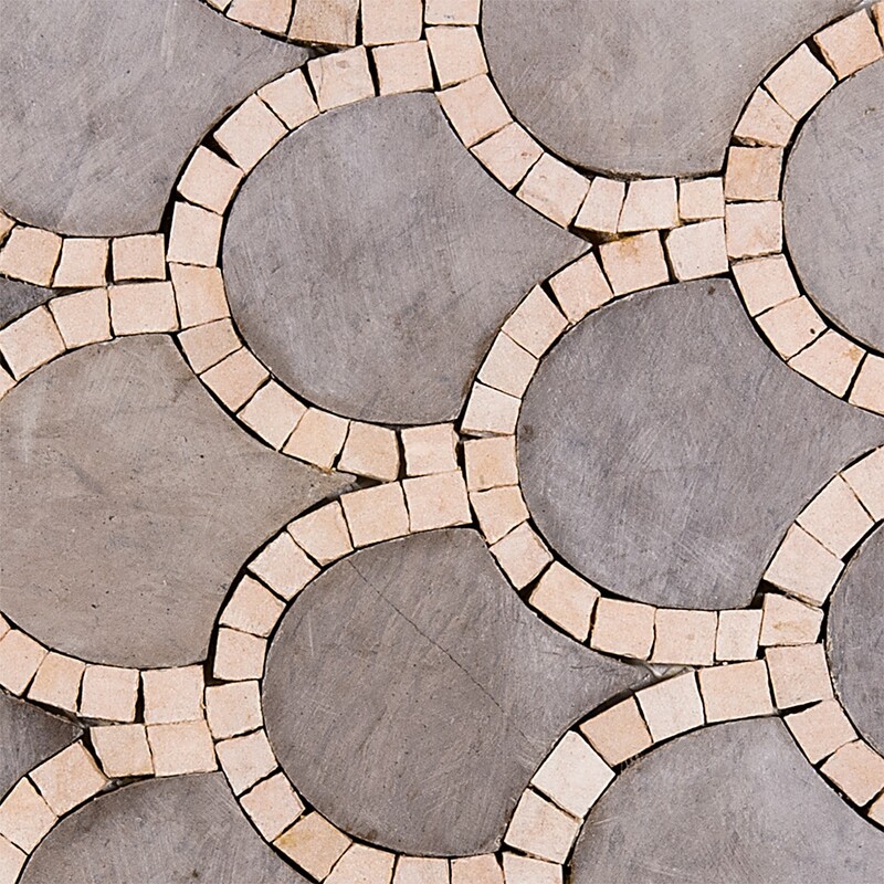 Foussana Honed Scallop Limestone Mosaics 13 6/8×12