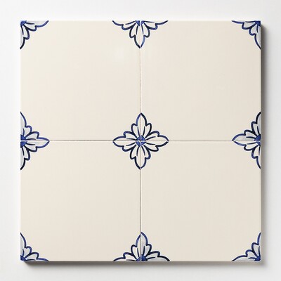 249a2 Gelosia Blanc Carreaux de céramique émaillée bleue 6×6
