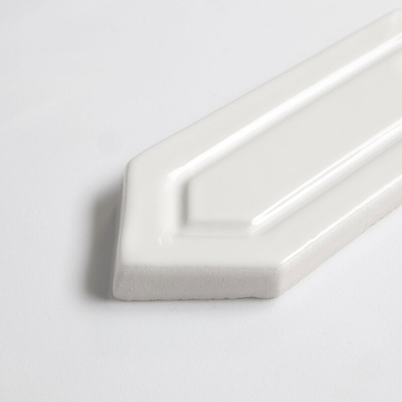 Tulum White Glossy Reliefed Picket Ceramic Accent Tiles 2×6