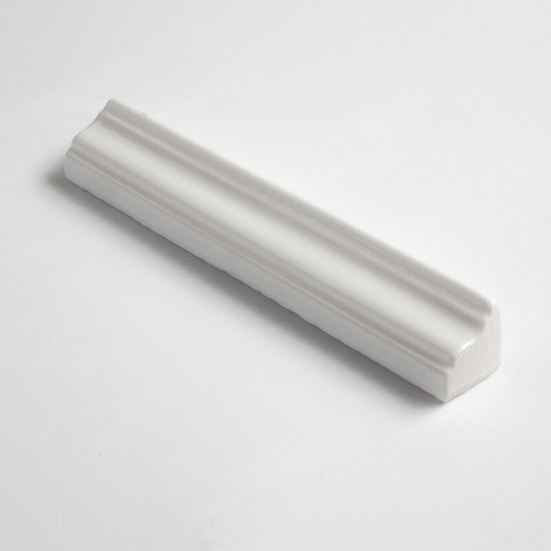 Royal White, Tulum White Glossy Finish Trim Ceramic Moldings 1×6