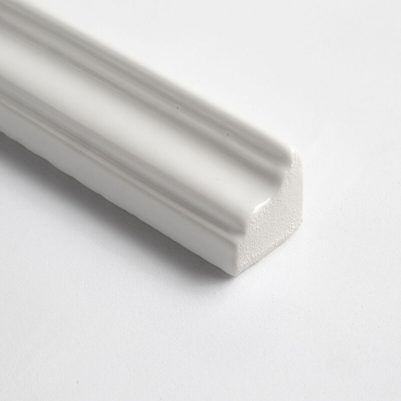 Royal White, Tulum White Glossy Finish Trim Ceramic Moldings 1×6