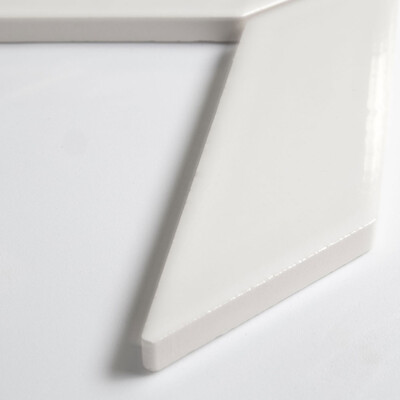 Tulum Beyaz Parlak Chevron Seramik Karolar 2×6