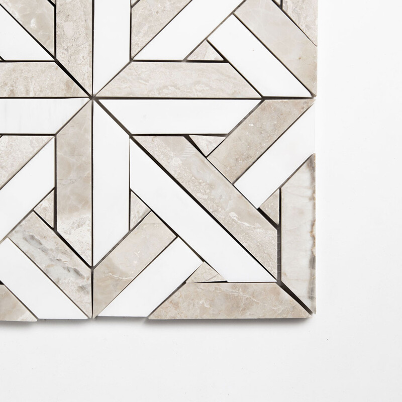 Aspen White, Diana Royal Honed Marmara Marble Mosaics 9 11/16×9 11/16