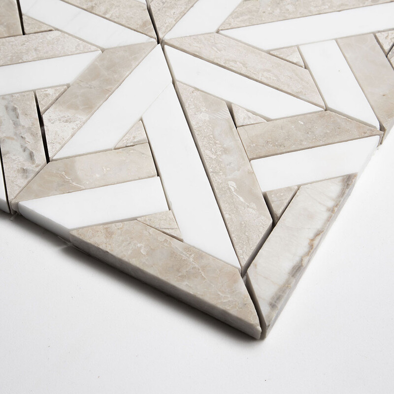 Aspen White, Diana Royal Honed Marmara Marble Mosaics 9 11/16×9 11/16