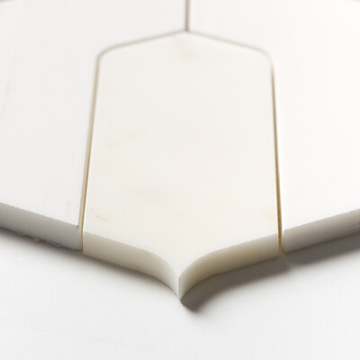 Calacatta Amber, Diana Royal, Snow White Multi Finish Archie Marble Mosaics 11 15/16×13 3/4