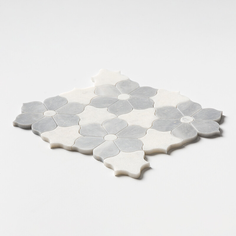 Allure Light, Glacier Multi Finish Theodora Marble Mosaics 12 1/8×14