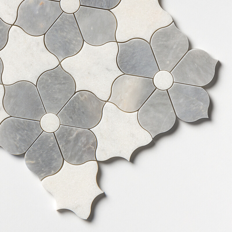Allure Light, Glacier Multi Finish Theodora Marble Mosaics 12 1/8×14