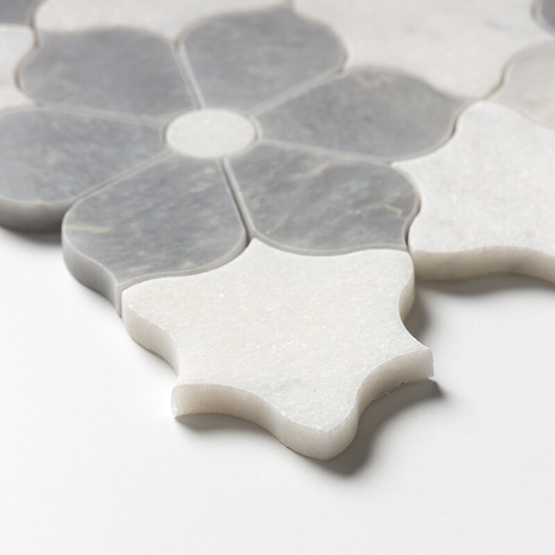 Allure Light, Glacier Multi Finish Theodora Marble Mosaics 12 1/8×14
