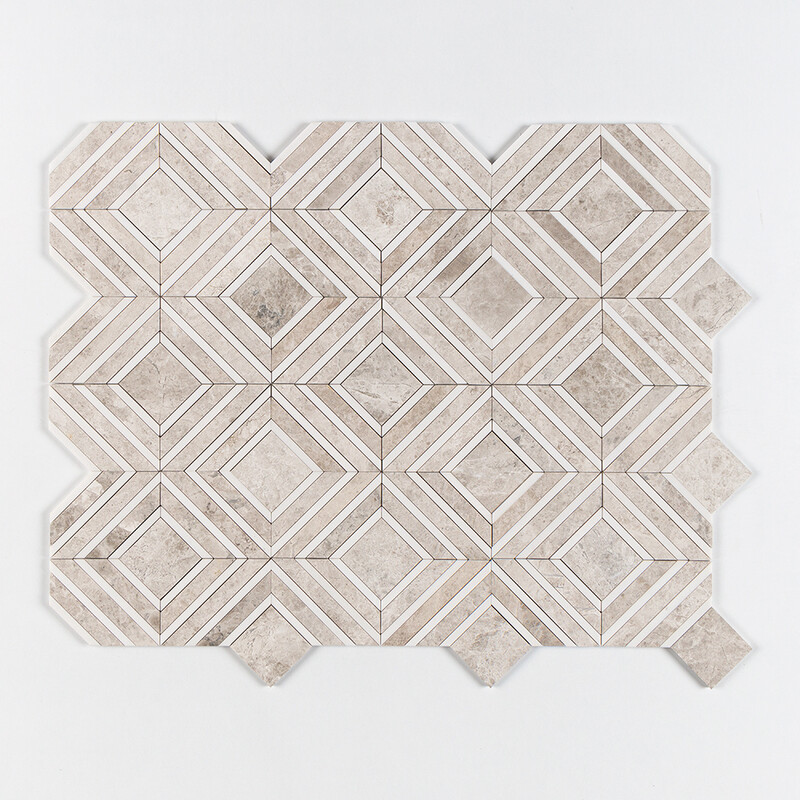 Aspen White, Diana Royal Multi Finish Yildiz Marble Mosaics 8 13/16×11