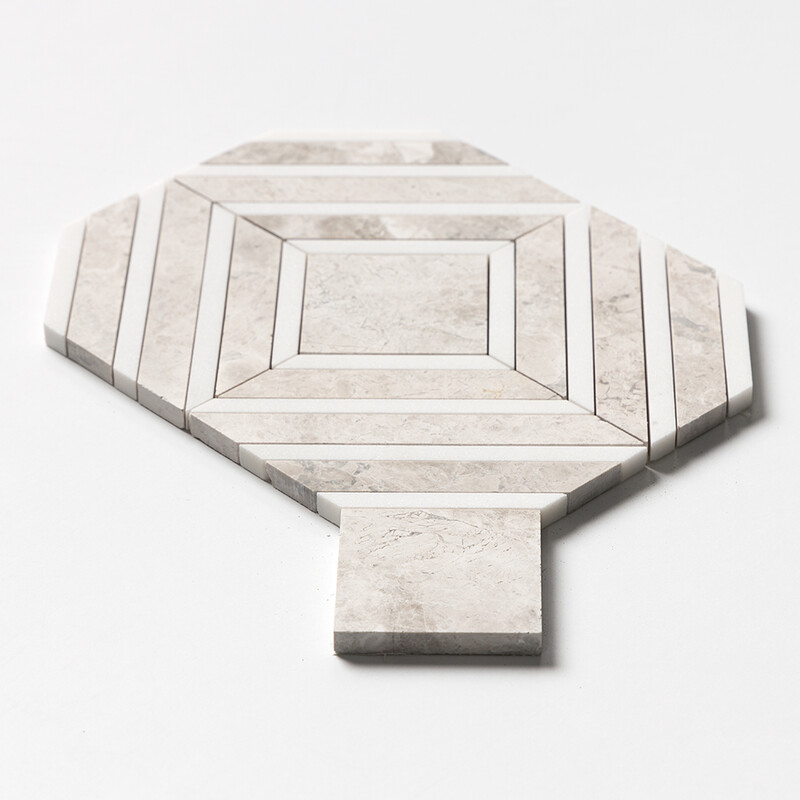 Aspen White, Diana Royal Multi Finish Yildiz Marble Mosaics 8 13/16×11