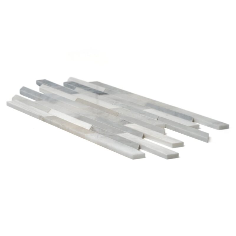 Afyon White, Avenza Light, Glacier, Snow White Multifinish Ritmo Marble Mosaics 8 13/16×14 5/16 (YNR90483)