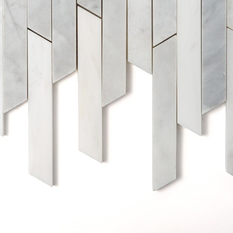 Afyon White, Avenza Light, Glacier, Snow White Multifinish Ritmo Marble Mosaics 8 13/16×14 5/16 (YNR90483)