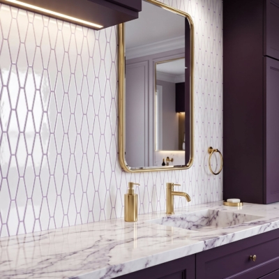 Royal White Glossy Longest Hexagon Ceramic Tile 3×7 7/8 (DC00117)
