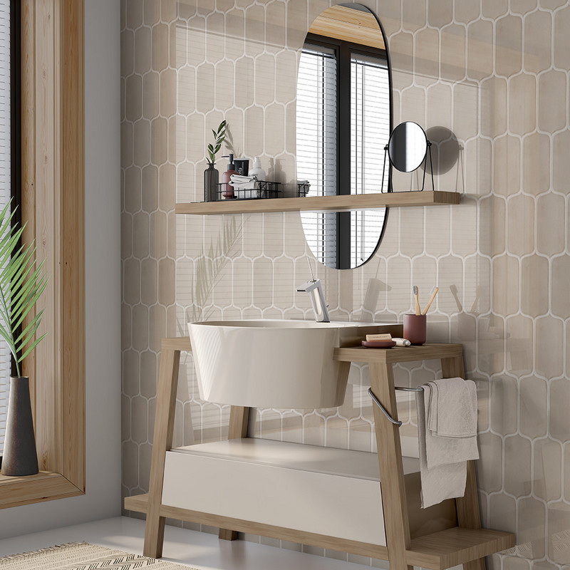 Latte Glossy Tear Field Ceramic Tiles 3 5/8×8